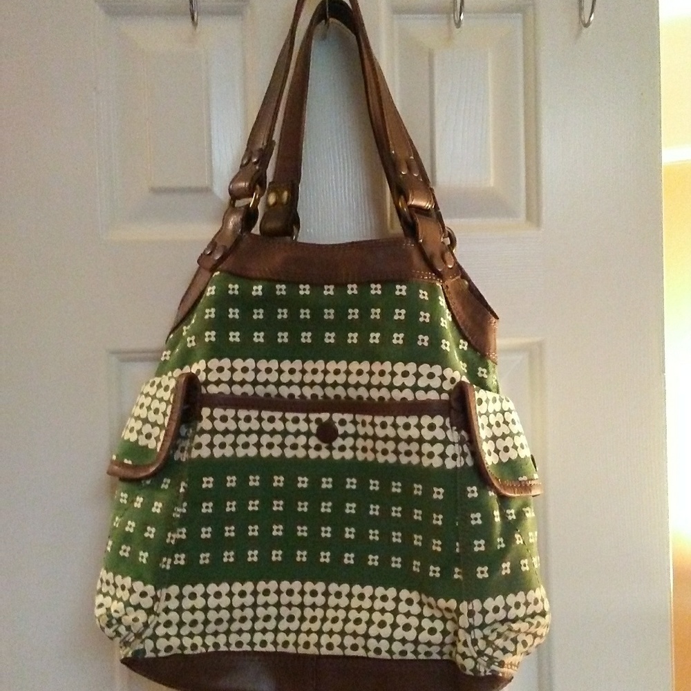 Lucky Brand Vintage Inspired Leather/Grn/Crm Purse